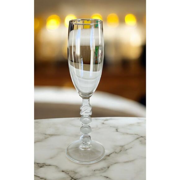 Vintage New Year Eve 2000 Millenium Champagne Party Glass Flute Barware - Picture 1 of 4